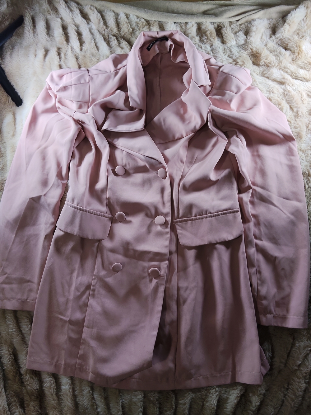 SHEIN Double-Breasted Light Pink Women's Blazer Jacket
